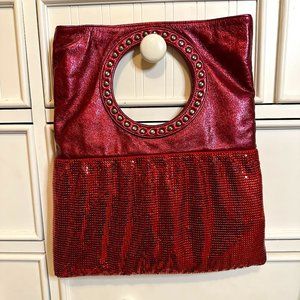 RARE Whiting & Davis Ruby Enameled Handbag